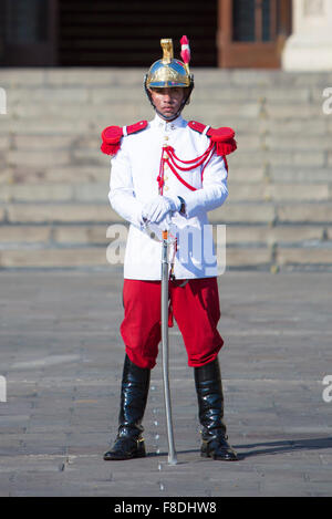 President Palace guard a lavorare nel centro storico, Lima Foto Stock