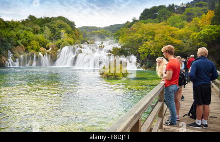 Cascate di Krka, Parco Nazionale di Krka, Croazia, Europa Foto Stock