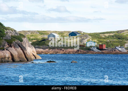 Cottage di pesca vicino al villaggio di Tete-de-la-Baleine sul golfo di San Lorenzo, North Shore inferiore, Quebec, Canada. Foto Stock