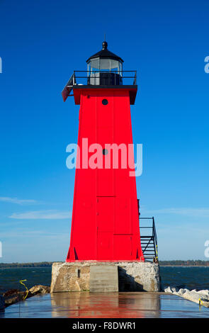 Est Manistique frangionde faro, Lakeview Park, Manistique, Michigan Foto Stock