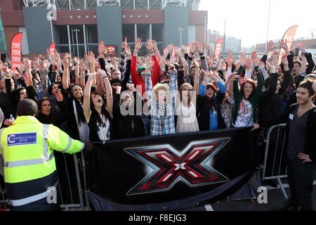 X-Factor auditions a Old Trafford Football Ground , Manchester . Foto Stock