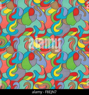 Modello senza cuciture con abstract, foglie colorate ornamento sulla trama della carta. vettore sfondo fashion design Illustrazione Vettoriale