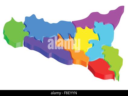 Mappa della Sicilia isolata su uno sfondo bianco Illustrazione Vettoriale