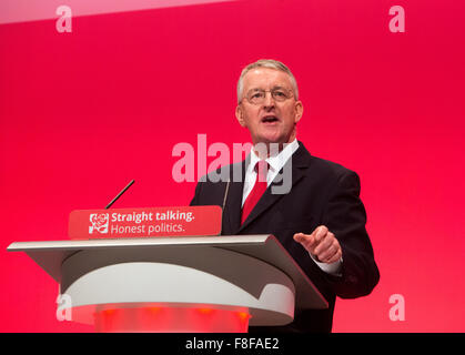 Ombra segretario degli Esteri,Hilary Benn,parla al partito laburista conferenza in Brighton Foto Stock