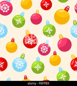 Seamless pattern di Natale con palla di Natale fiocchi di neve Illustrazione Vettoriale