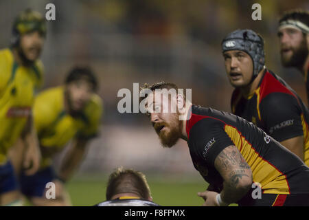 Così Paolo, SP, Brasile. 4° dic, 2015. Sao Paulo. SP. Il Brasile. 04/12/2015 - Sport - Rugby - Rugby nazionale brasiliana facce in Germania lo stadio Pacaembu, in modo Paulo, questo Venerdì (04), il Super Rugby Challenge BRA XV. Il gioco del rugby in questa posizione mostra lo sport è la crescita del paese ed è un grande passo avanti per la massificazione dello sport. Foto: Dorivan Marinho/Midas Premere © csm/Alamy Live News Foto Stock