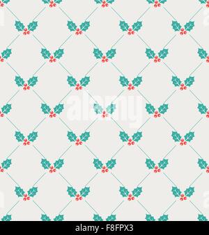 Vintage Wallpaper senza giunture con agrifoglio bacche Illustrazione Vettoriale