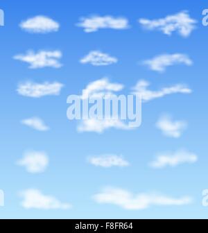 Atmosfera del paesaggio soffici nuvole bianche blu cielo natura backgro Illustrazione Vettoriale