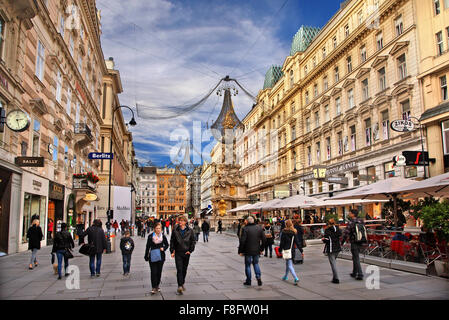Graben, una delle principali strade commerciali di Vienna, Austria. Foto Stock