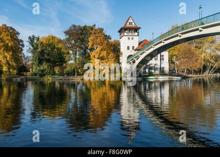 Isola della Gioventù, autunno, Insel der Jugend, Treptow, Sprea, Berlino Foto Stock