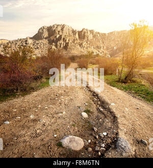 Valle dei fantasmi in montagna all'alba Foto Stock