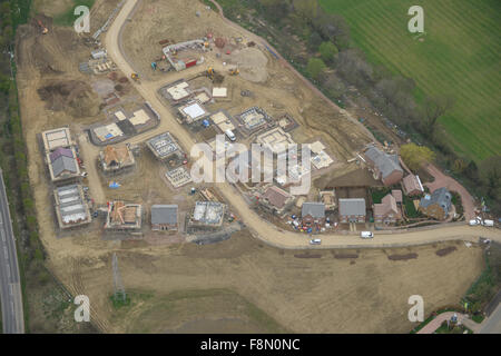 Una veduta aerea di una nuova casa greenfield edificio progetto nel Northamptonshire Foto Stock