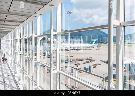 Hong Kong l'aeroporto internazionale Chek Lap Kok di Hong Kong, Cina. Foto Stock