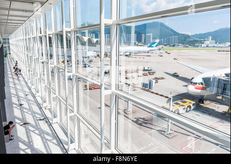 Hong Kong l'aeroporto internazionale Chek Lap Kok di Hong Kong, Cina. Foto Stock