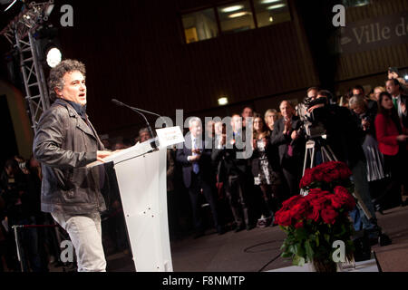 Creteil, Francia. 09Dec, 2015. Claude Bartolone incontro politico PS, francese ala sinistra, Creteil, Francia Credito: Ania Freindorf/Alamy Live News Foto Stock