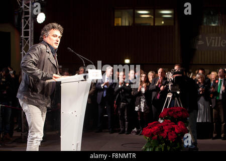 Creteil, Francia. 09Dec, 2015. Claude Bartolone incontro politico PS, francese ala sinistra, Creteil, Francia Credito: Ania Freindorf/Alamy Live News Foto Stock