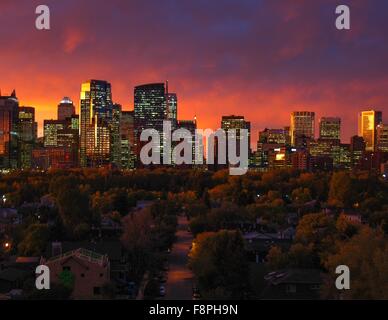 Una bella mattina autunnale a Calgary, Alberta. Foto Stock