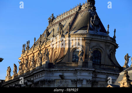 Nel tardo pomeriggio sole colpisce la facciata frontale di Chateau Versaille, nella periferia di Parigi, Francia Foto Stock