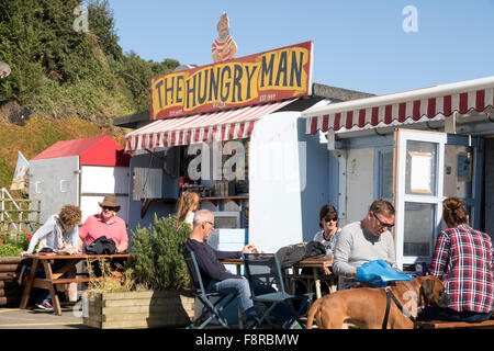 L'uomo affamato cafe su Rozel Pier in Jersey Foto Stock