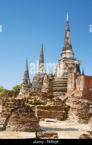 Thailandia - Ayutthaya, Palazzo Reale delle rovine di Wat Phra Si Sanphet tempio, Sito del Patrimonio Mondiale Foto Stock
