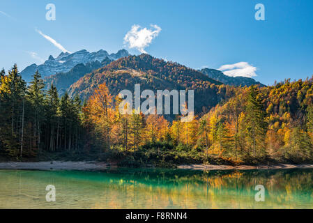 Autunno umore dalla Kleiner Ödsee lago, Totes Gebirge, Almtal, Austria superiore, Austria Foto Stock