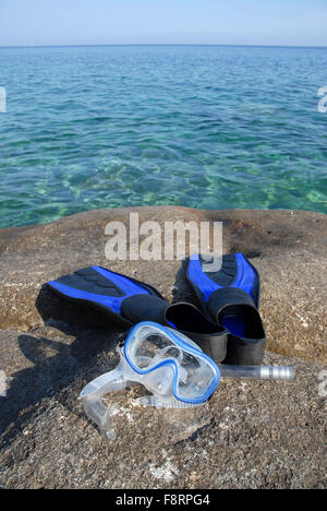 Masck e pinne sulle rocce Foto Stock