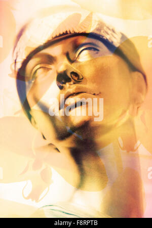 Ritratto creativo di un manichino in un cappello. Altered digitalmente foto- Arte e illustrazione. Foto Stock