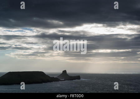 Paesaggio estivo Worm della testa e Rhosilli Bay in Galles Foto Stock