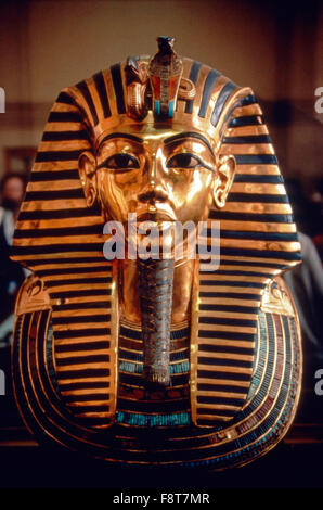 Il grande egiziani, Dokumentationsserie, USA 1998, Moderazione: Il Dott. Bob Brier, Folge: il mistero di Tutankhamon, goldene Totenmaske des Tutanchamun im Ägyptischen Museum in Kairo. Foto Stock