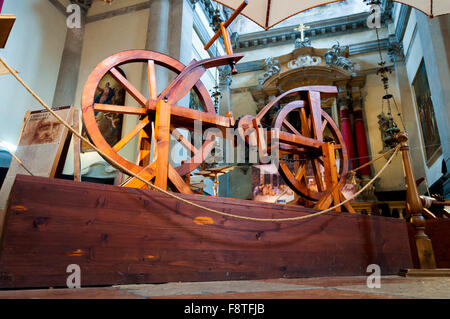 Mostra di Da Vinci macchine, bicicletta mostrata qui, Venezia, Italia Foto Stock