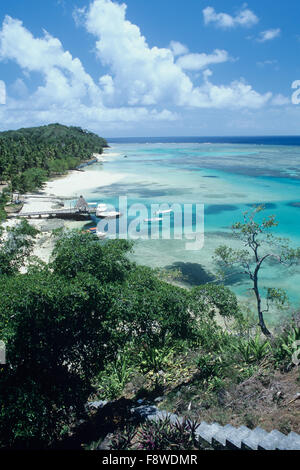 Isole Fiji, Wakaya Island, Wakaya Club, vista dell'oceano e la spiaggia Foto Stock