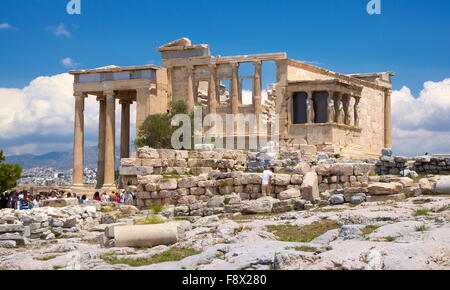 Atene - Acropoli, Erechtheum tempio, Grecia Foto Stock