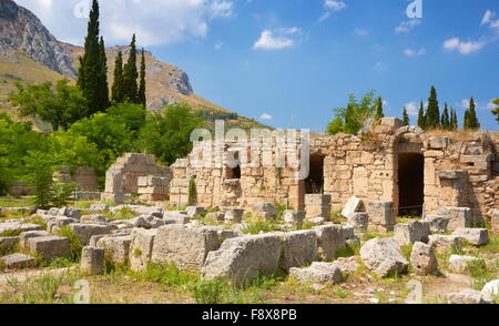 Le rovine della città antica di Corinto, Grecia Foto Stock