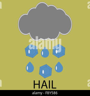 Icona meteo grandine. Tempesta di Cloud, previsioni meteorologia, ciclone e clima. Vector art design insolito astratta illustrati di moda Foto Stock
