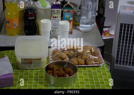 Cucina Indiana: curry, dolce, cibo per neonati, riso fritto, formaggio al curry, snacks Foto Stock