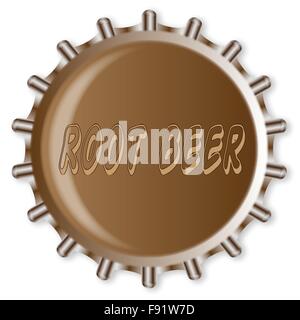 Un tipico metallo bottiglia di vetro il tappo da una bottiglia di birra di radice Illustrazione Vettoriale