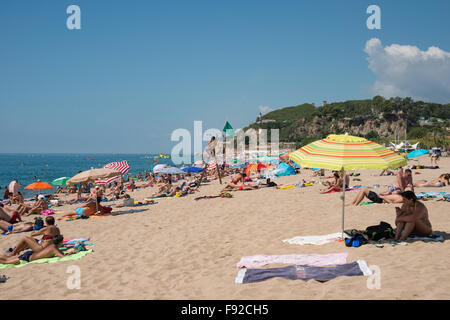 Platja De Garbi, Calella Costa del Maresme, provincia di Barcelona, Catalogna, Spagna Foto Stock