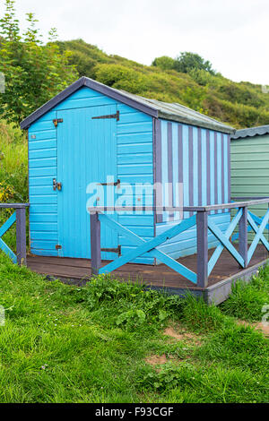 Bella Estate case sulla spiaggia scozzese, Scotland, Regno Unito Foto Stock