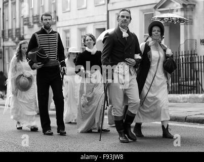 Caratteri su teh Jane Austen sfilata in bagno, Settembre 2014 Foto Stock