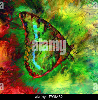 Illustrazione di un colore butterfly, misti di medie, astratto colore di sfondo Foto Stock