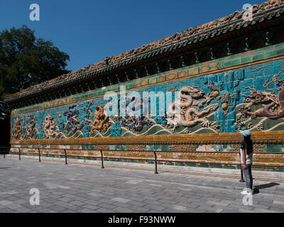 Nove-dragon-parete JiuLongBin nel Parco Beihai, Pechino, Cina e Asia Foto Stock