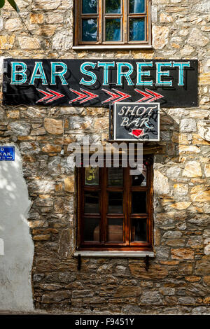 Un segno per Bar Street, Marmaris, Turchia Foto Stock