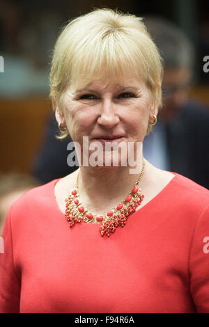 Bruxelles, BXL, Belgio. Xiv Dic, 2015. Ministro degli Affari esteri svedese Margot Wallstrom prima della FAC il Consiglio dei Ministri esteri Ue a Bruxelles, in Belgio il 14.12.2015 da Wiktor Dabkowski Credito: Wiktor Dabkowski/ZUMA filo/Alamy Live News Foto Stock