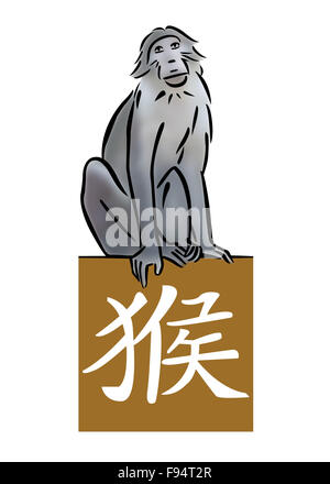 Il cinese segno zodiacale per anno della scimmia Foto Stock