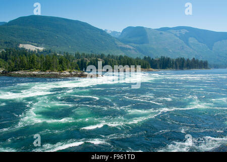 Skookumchuck si restringe, marea di declino Sechelt ingresso, Sunshine Coast, British Columbia, Canada Foto Stock