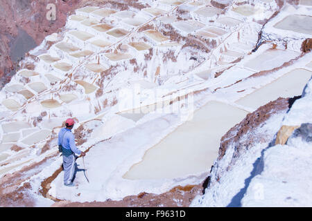 Sale miniere di stagno di Maras, 40 chilometri a nord di Cuzco, nella regione di Cuzco del Perù Foto Stock