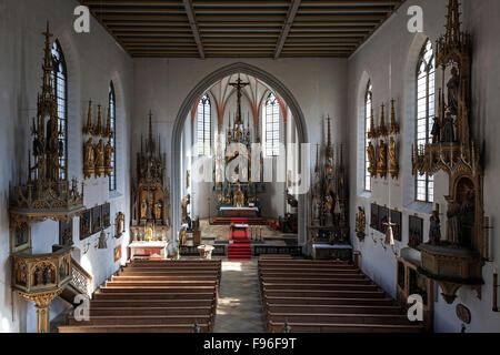 Interno, chiesa parrocchiale di San Giovanni Battista, neogotica, Bad Hindelang, Algovia, Baviera, Germania Foto Stock