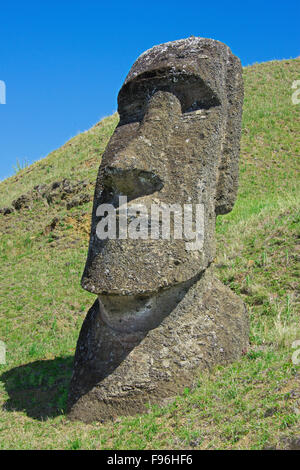 Il cerimoniale moai, Ranu Raraku, Isola di Pasqua Foto Stock