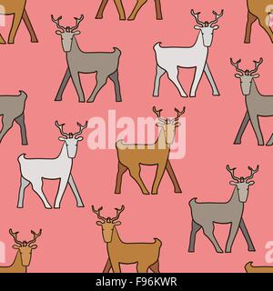 Sfondo Inverno divertente con caprioli Illustrazione Vettoriale