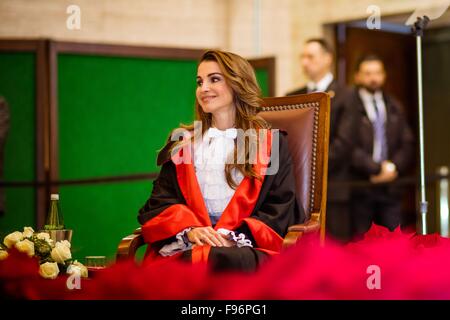 Roma, 10-12-2015 Le Loro Maestà il Re Abdullah II e la Regina Rania a Roma il Dialogo Mediterraneo. Roma, Italia/ 10 dicembre 2015 nel corso di una visita ufficiale di Sua Maestà il Re Abdullah II a Roma, Sua Maestà la Regina Rania Al Abdullah ha accettato un dottorato onorario in ?La scienza lo sviluppo e la cooperazione internazionale? Dalla Sapienza Università, uno d'Europa?s più prestigiose università RPE/Albert Nieboer/Paesi Bassi fuori   nessun filo SERVICE - Foto Stock